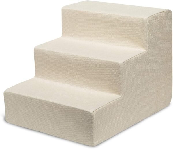 Dog Stairs & Steps - Foam Steps for Small Dogs & Cats, Non-Slip Indoor Balanced Pet Step Support, Dog Ramp, No Assembly, Ash Gray Linen, 2-Step (12-inch Height)