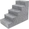 Dog Stairs & Steps - Foam Steps for Small Dogs & Cats, Non-Slip Indoor Balanced Pet Step Support, Dog Ramp, No Assembly, Ash Gray Linen, 2-Step (12-inch Height)