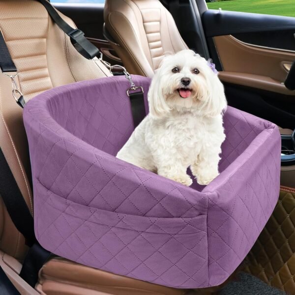 Dog Car Seat for Small Medium Dogs,Detachable Washable Dog Booster Seat Under 30lbs, Pet Car Seat Travel Bed with Storage Pockets and Dog Safety Belt