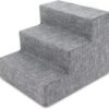 Dog Stairs & Steps - Foam Steps for Small Dogs & Cats, Non-Slip Indoor Balanced Pet Step Support, Dog Ramp, No Assembly, Ash Gray Linen, 2-Step (12-inch Height)