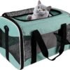 Cat Carrying Case Pet Dog Carrier Soft-Sided Cat Bag Airline Approved, Pet Travel Carrier Up to 15 Lbs, Collapsible Cats Carrier Dog Carrier for Medium Small Cats Dogs(17x11x11 Green)
