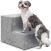 Dog Stairs & Steps - Foam Steps for Small Dogs & Cats, Non-Slip Indoor Balanced Pet Step Support, Dog Ramp, No Assembly, Ash Gray Linen, 2-Step (12-inch Height)