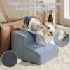 Dog Stairs for Small Dogs, 2-Steps Dog Ramp for Couch, Pet Stairs with Highly Supportive Foam and Non-Slip Bottom, Pet Steps for Cat & Doggie