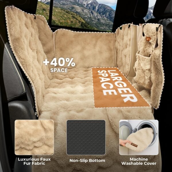 Luxurious Full Backseat Protector for Dogs with Calming Blanket - Waterproof Pet Hammock Machine Washable