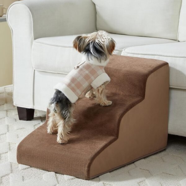 Dog Stairs for Small Dogs, 2-Steps Dog Ramp for Couch, Pet Stairs with Highly Supportive Foam and Non-Slip Bottom, Pet Steps for Cat & Doggie