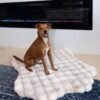 35” x 40” Faux Fur Bubble Mat, Machine Washable Waterproof Orthopedic Memory Foam Pad, Anti-Skid Bottom for Dogs, Pets & Home Use, Marble