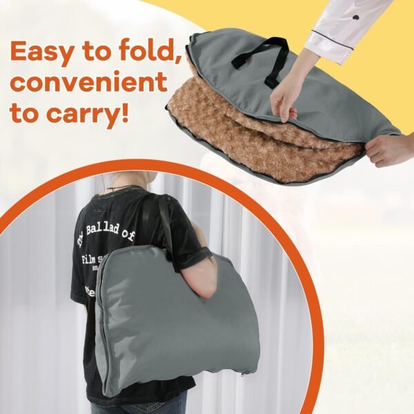 Foldable Travel Dog Bed, Outdoor Camping Dog Bag Bed Pet Pad with Carry Handles, Waterproof Pet Mattress Mat for Small, Medium, and Large Dogs Cats (Gray, 44x32x5 in)