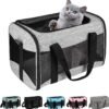 Cat Carrying Case Pet Dog Carrier Soft-Sided Cat Bag Airline Approved, Pet Travel Carrier Up to 15 Lbs, Collapsible Cats Carrier Dog Carrier for Medium Small Cats Dogs(17x11x11 Green)