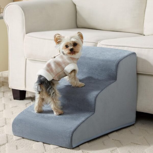 Dog Stairs for Small Dogs, 2-Steps Dog Ramp for Couch, Pet Stairs with Highly Supportive Foam and Non-Slip Bottom, Pet Steps for Cat & Doggie