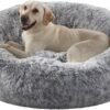 36 inches Donut Dog Bed for Large Dogs - Calming Fluffy Round Pet Bed with Removable & Washable Cover,Fits up to 80 lbs Pets