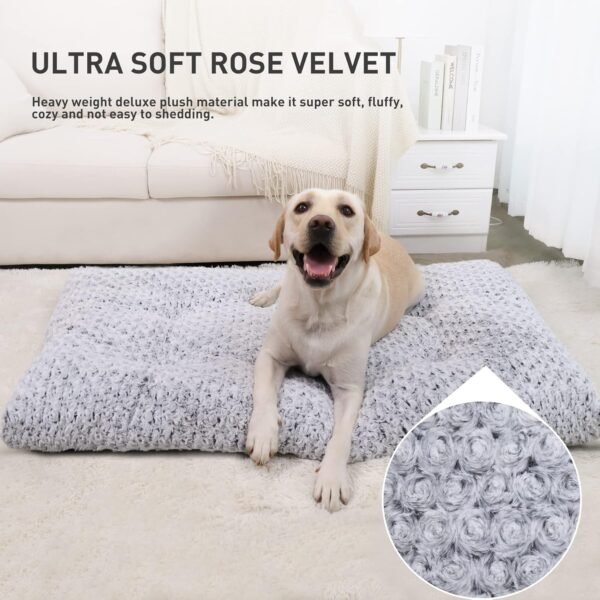 Washable Dog Bed Deluxe Plush Dog Crate Beds Comfy Kennel Pad Anti-Slip Pet Sleeping Mat for Large, Jumbo, Medium, Small Dogs Breeds
