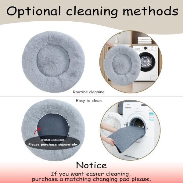 Calming Dog Bed, Plush Anti-Anxiety Donut Dog Bed for Small Medium Large Dogs, Warming Cozy Soft Cute Round Washable, Marshmallow Cuddler Nest Pet Bed