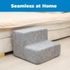 Dog Stairs & Steps - Foam Steps for Small Dogs & Cats, Non-Slip Indoor Balanced Pet Step Support, Dog Ramp, No Assembly, Ash Gray Linen, 2-Step (12-inch Height)