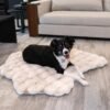 35” x 40” Faux Fur Bubble Mat, Machine Washable Waterproof Orthopedic Memory Foam Pad, Anti-Skid Bottom for Dogs, Pets & Home Use, Marble