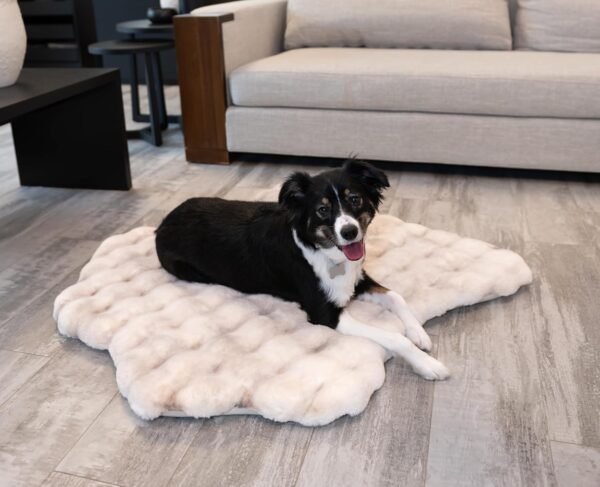 35” x 40” Faux Fur Bubble Mat, Machine Washable Waterproof Orthopedic Memory Foam Pad, Anti-Skid Bottom for Dogs, Pets & Home Use, Marble