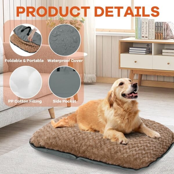 Foldable Travel Dog Bed, Outdoor Camping Dog Bag Bed Pet Pad with Carry Handles, Waterproof Pet Mattress Mat for Small, Medium, and Large Dogs Cats (Gray, 44x32x5 in)