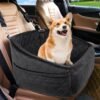 Dog Car Seat for Small Dogs,Detachable Washable Dog Booster Seat Under 30lbs, Pet Car Seat Travel Bed with Storage Pockets and Dog Safety Belt (Black/Grey)