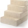 Foam 13 Inch 2-Step Step Pet Stairs / Pet Ramp for Cats and Dogs, Beige