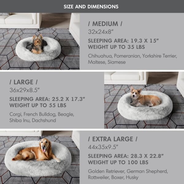 Calming Dog Bed for Extra Large Dogs XL, Anti Anxiety Pet Beds with Supportive Foam, Removable Washable Oval Pets Couch, Fluffy Cuddle Bolster Couch