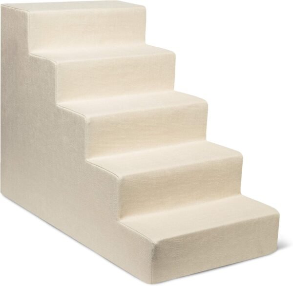 Dog Stairs & Steps - Foam Steps for Small Dogs & Cats, Non-Slip Indoor Balanced Pet Step Support, Dog Ramp, No Assembly, Ash Gray Linen, 2-Step (12-inch Height)