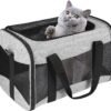 Cat Carrying Case Pet Dog Carrier Soft-Sided Cat Bag Airline Approved, Pet Travel Carrier Up to 15 Lbs, Collapsible Cats Carrier Dog Carrier for Medium Small Cats Dogs(17x11x11 Green)
