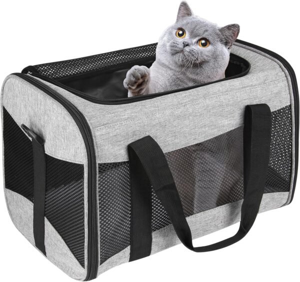 Cat Carrying Case Pet Dog Carrier Soft-Sided Cat Bag Airline Approved, Pet Travel Carrier Up to 15 Lbs, Collapsible Cats Carrier Dog Carrier for Medium Small Cats Dogs(17x11x11 Green)