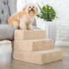 Foam 13 Inch 2-Step Step Pet Stairs / Pet Ramp for Cats and Dogs, Beige