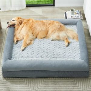 Dog Bed, Washable Dog Couch with Removable Waterproof Cover, Orthopedic Large Pet Sofa Bed with Bolster Sides for Sleeping