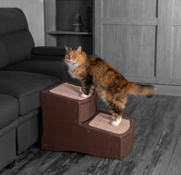 Easy Step II Pet Stairs, 2 Step for Cats/Dogs up to 150 Pounds, Portable, Removable Washable Carpet Tread, No Tools Required