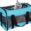 Cat Carrying Case Pet Dog Carrier Soft-Sided Cat Bag Airline Approved, Pet Travel Carrier Up to 15 Lbs, Collapsible Cats Carrier Dog Carrier for Medium Small Cats Dogs(17x11x11 Green)