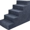 Dog Stairs & Steps - Foam Steps for Small Dogs & Cats, Non-Slip Indoor Balanced Pet Step Support, Dog Ramp, No Assembly, Ash Gray Linen, 2-Step (12-inch Height)