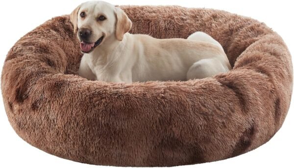 36 inches Donut Dog Bed for Large Dogs - Calming Fluffy Round Pet Bed with Removable & Washable Cover,Fits up to 80 lbs Pets