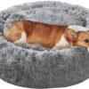 Dog & Cat Bed, Calming Anti-Anxiety Pet Bed for Small Dogs, Fluffy Donut Cushion for Small and Medium Pets