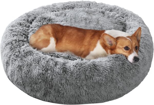 Dog & Cat Bed, Calming Anti-Anxiety Pet Bed for Small Dogs, Fluffy Donut Cushion for Small and Medium Pets