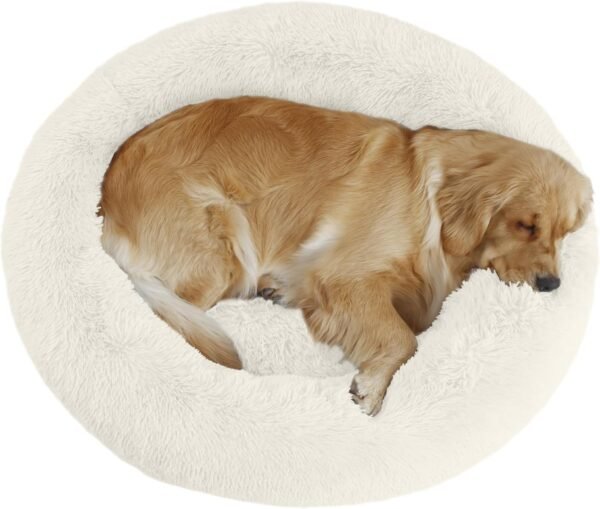 Calming Dog Bed, Plush Anti-Anxiety Donut Dog Bed for Small Medium Large Dogs, Warming Cozy Soft Cute Round Washable, Marshmallow Cuddler Nest Pet Bed