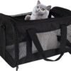 Cat Carrying Case Pet Dog Carrier Soft-Sided Cat Bag Airline Approved, Pet Travel Carrier Up to 15 Lbs, Collapsible Cats Carrier Dog Carrier for Medium Small Cats Dogs(17x11x11 Green)
