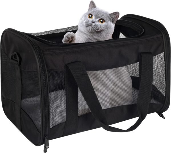 Cat Carrying Case Pet Dog Carrier Soft-Sided Cat Bag Airline Approved, Pet Travel Carrier Up to 15 Lbs, Collapsible Cats Carrier Dog Carrier for Medium Small Cats Dogs(17x11x11 Green)