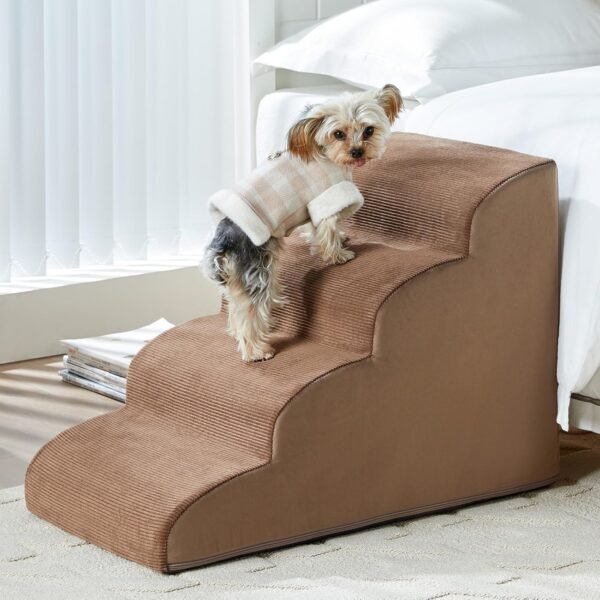 Dog Stairs for Small Dogs, 2-Steps Dog Ramp for Couch, Pet Stairs with Highly Supportive Foam and Non-Slip Bottom, Pet Steps for Cat & Doggie