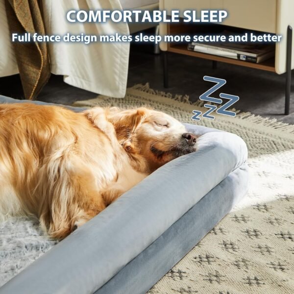 Dog Bed, Washable Dog Couch with Removable Waterproof Cover, Orthopedic Large Pet Sofa Bed with Bolster Sides for Sleeping