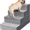 Dog Stairs for Small Dogs,5-Step Dog Steps for High Bed and Couch, High-Density Foam Pet Steps with Supporting Board, Non-Slip Removable Washable Cover