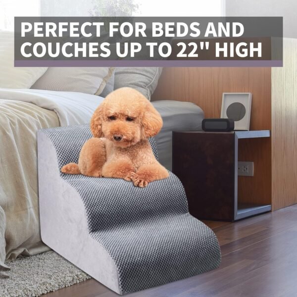 Dog Stairs for Small Dogs, 3-Step Dog Stairs for High Beds and Couch, Pet Steps for Small Dogs and Cats，Non-Slip Stable Indoor Dog Steps