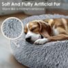 Dog & Cat Bed for Indoor Cats, 20in Calming Donut Bed for Puppy and Kitten, Washable Round Fluffy Pet Bed for Small Medium Dogs and Cats (Light Grey)