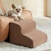 Dog Stairs for Small Dogs, 2-Steps Dog Ramp for Couch, Pet Stairs with Highly Supportive Foam and Non-Slip Bottom, Pet Steps for Cat & Doggie