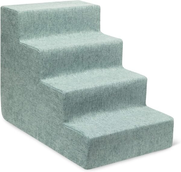Dog Stairs & Steps - Foam Steps for Small Dogs & Cats, Non-Slip Indoor Balanced Pet Step Support, Dog Ramp, No Assembly, Ash Gray Linen, 2-Step (12-inch Height)