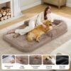 Foldable Human Dog Bed - 2 in 1 Flexible Giant Human Dog Bed for Adult People with Supportive Bolster Egg Foam, Waterproof Liner, Calming Fluffy Faux Fur Orthopedic Big Bean Bed