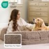 Foldable Human Dog Bed - 2 in 1 Flexible Giant Human Dog Bed for Adult People with Supportive Bolster Egg Foam, Waterproof Liner, Calming Fluffy Faux Fur Orthopedic Big Bean Bed