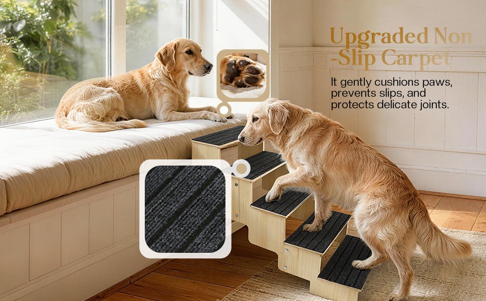 FolifrPets Wooden 5-step Stair for Bed/Couch