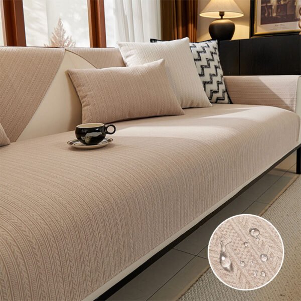 Minimalist Water-resistant Wheat Stripe Design Chenille Couch Cover