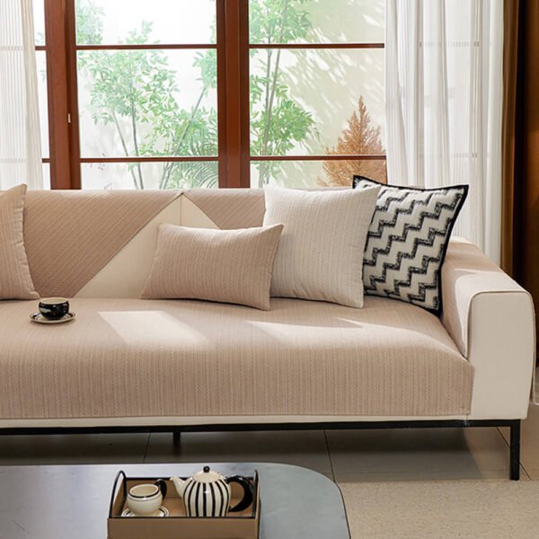 Minimalist Water-resistant Wheat Stripe Design Chenille Couch Cover