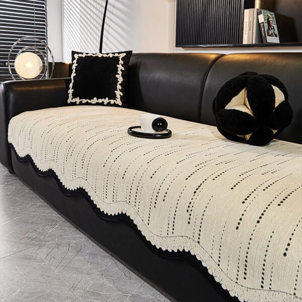 Trendy Chenille Anti-Scratch Elegant Wavy Shaped Couch Cover